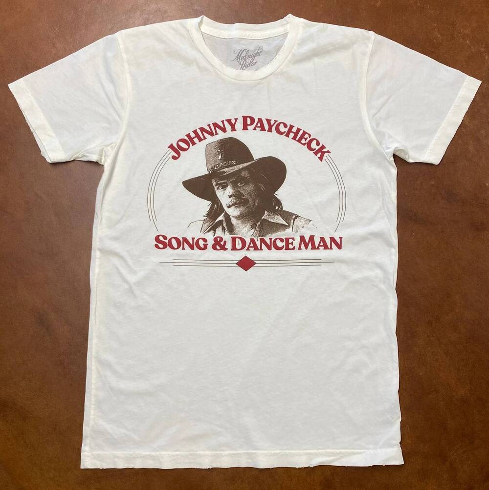 NEW MIDNIGHT RIDER unisex johnny paycheck song & dance man tee in cream